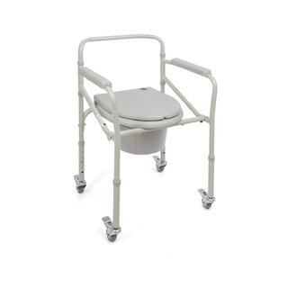 Klappbarer Duschstuhl mit Toilettenfunktion – Räder mit Bremse