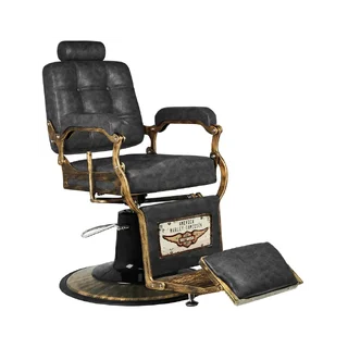 Friseurstuhl Vintage HD Altes Leder schwarz